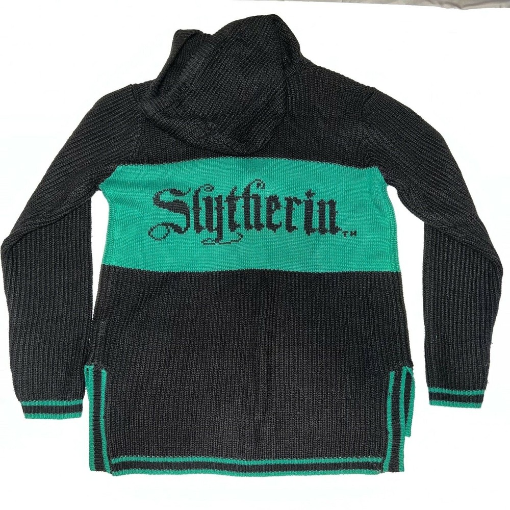 HARRY POTTER SLYTHERIN KNITTED HOODIE SWEATER SLYTHERIN SIZE MEDIUM GREEN BLACK